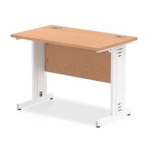 Trexus Desk Rectangle Cable Managed White Leg 1000x600mm Oak Ref