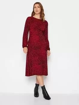 Long Tall Sally Red Animal Print Ls Tea Dress, Red, Size 12, Women