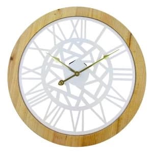 Roman Numeral White Metal Cut Out Wall Clock 45cm