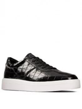 Clarks Hero Walk Leather Trainer - Black Croc