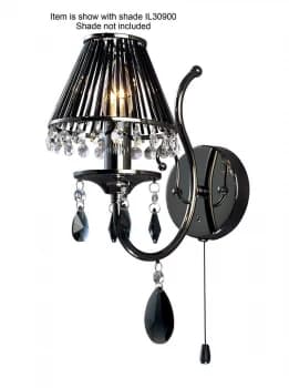 Wall Lamp 1 Candle Light Black Chrome, Crystal