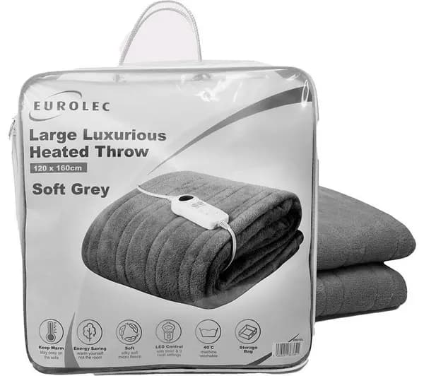EUROLEC EB03GR Heated Throw - Grey 5060051363665