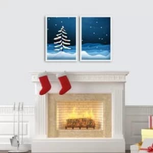 2PBCTNOEL-06 Multicolor Decorative Framed MDF Painting (2 Pieces)