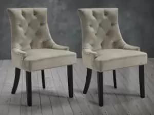 LPD Morgan Set of 2 Beige Velvet Fabric Dining Chairs