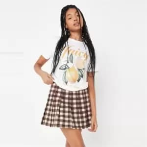 Missguided Skirt Check Co Ord - Brown