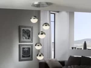 Sphere Integrated LED Cluster Drop Ceiling Pendant Chrome