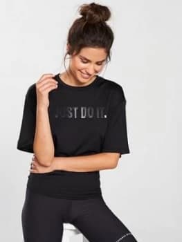 Nike Training Short Sleeved Tie Top Black Size L Women