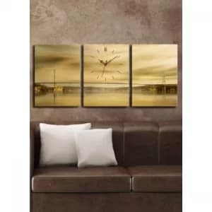 3P3040CS-34 Multicolor Decorative Canvas Wall Clock (3 Pieces)