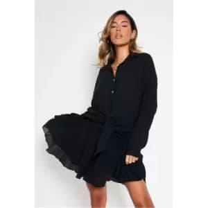 I Saw It First High Waisted Crinkle Floaty Skirt - Black