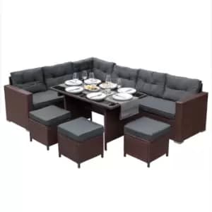 Rattan Corner Set - Brown - Brown