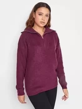 Long Tall Sally Purple Zip Funnel Jumper, Purple, Size 10-12, Women