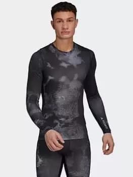 adidas Techfit Allover Print Training Long-sleeve Top, Multi Size XL Men