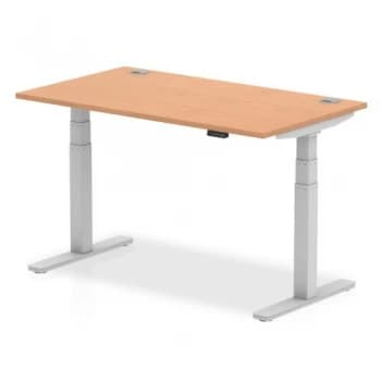 Trexus Sit Stand Desk With Cable Ports Silver Legs 1400x800mm Oak Ref