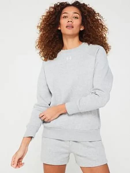 Under Armour Womens Rival Fleece Crew Sweat - Grey/White