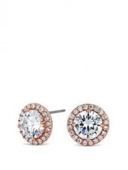 Jon Richard Jon Richard Rose Gold Cz Halo Stud Earring