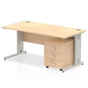 Impulse 1200 Straight Wire Managed Workstation 500 Three drawer mobile Pedestal Bundle Maple