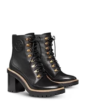 Tory Burch Womens Miller High Block Heel Combat Boots