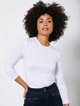 Mint Velvet Crew Neck Long Sleeve Top - White
