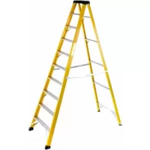 Loops - 1.7m fibreglass Swingback Step Ladders 10 Tread Professional Lightweight Steps