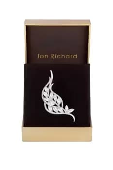 Rhodium Plated Crystal Cubic Zirconia Swirl Leaf Brooch - Gift Boxed