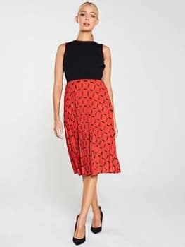 Ted Baker Philisa Pleated Tile Print Dress - Black/Red, Black, Size 1=8, Women