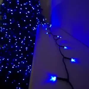 200 LED 20m Premier Christmas Indoor Outdoor Multi Function Battery Operated String Lights with Timer in Blue