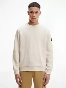 Calvin Klein Soft Structured Sweatshirt, Stoney Beige, Size L, Men