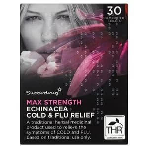 Superdrug Max Echinacea Cold and Flu Relief Tablets x 30