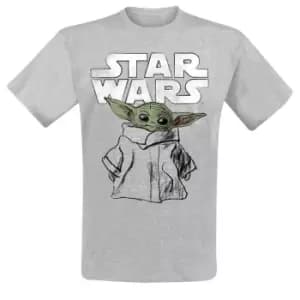 Star Wars: The Mandalorian Womens/Ladies The Child Sketch Boyfriend T-Shirt (M) (Heather Grey)