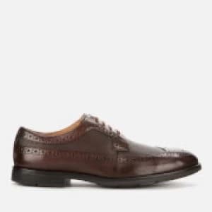 Clarks Mens Ronnie Limit Leather Derby Shoes - Dark Tan - UK 11
