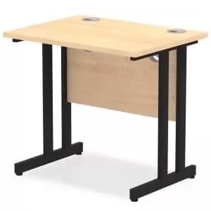 Impulse 800 x 600mm Straight Desk Maple Top Black Cantilever Leg