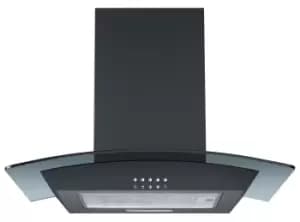Cookology CGL600BK Extractor Fan Black 60cm Curved Glass Chimney Cooker Hood