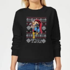 Marvel Thor Womens Christmas Sweatshirt - Black