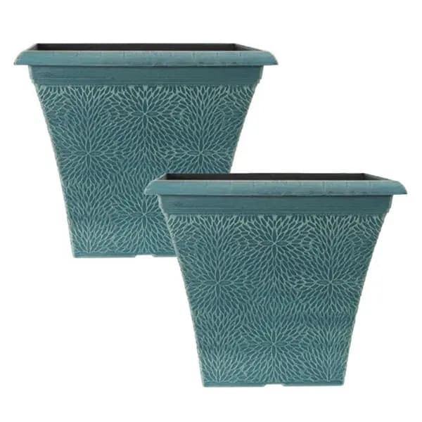 YouGarden Pair of Square April Planters (14.5) - Indigo Gr 30x36x36cm Green 40549515000