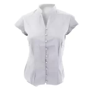 Kustom Kit Ladies Continental Blouse Mandarin Collar Cap Sleeve (14 UK) (White)