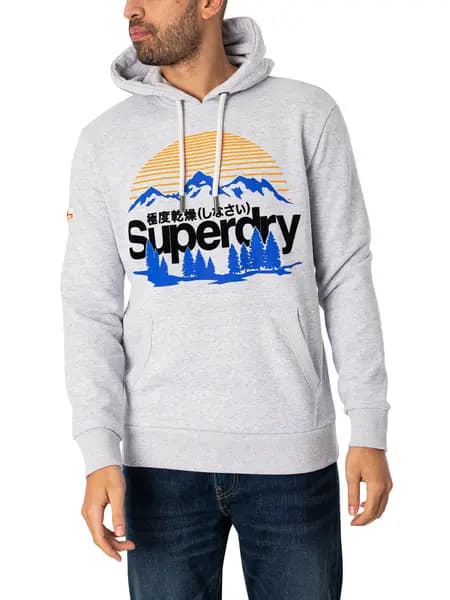 Superdry Great Outdoors Graphic Pullover Hoodie Flake Grey Marl XL