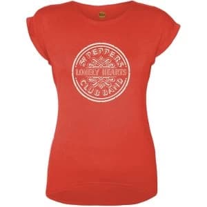 The Beatles - Sgt Pepper Drum Womens Large T-Shirt - Red