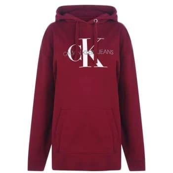 Calvin Klein Jeans Washed Mono Hoodie - Beet Red