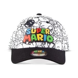 Nintendo - Logo With All-Over Villain Characters Print Baseball Cap - Multi-Colour