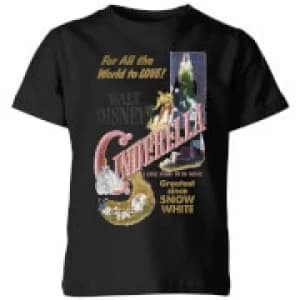 Disney Princess Cinderella Retro Poster Kids T-Shirt - Black - 11-12 Years