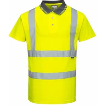 Portwest S477 - Yellow Sz 3XL Hi-Vis Short Sleeve Polo Shirt Reflective