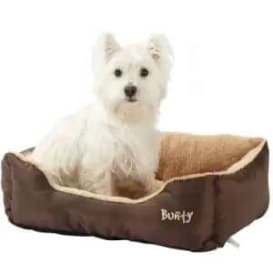 Bunty Deluxe Soft Washable Dog Pet Warm Basket Bed Cushion with Fleece Lining - Brown - Medium