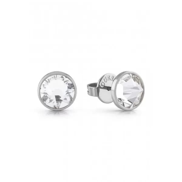 Mens Steel 8mm White Crystal Stud Earrings UME01343ST