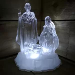 Festive 23cm Battery Operated White LED Acrylic Christmas Nativity Scene