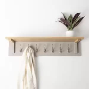 Charles Bentley - Charnwood Floating Shelf with Steel Metal Hooks 4kg Mountable and Painted Grey - Grey