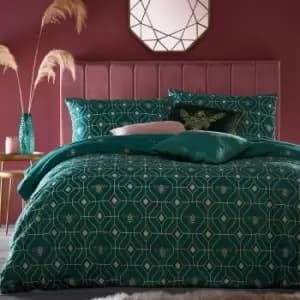 Furn. Bee Deco Emerald Duvet Cover and Pillowcase Set Green