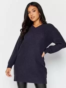 PixieGirl Petite V Neck Knitted Jumper, Blue, Size 12-14, Women