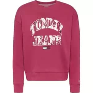 Tommy Jeans College Argyle Crew Sweatshirt - Red