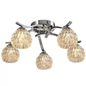Modern 5 Light Semi-Flush Ceiling Light with Polished Chrome Finish