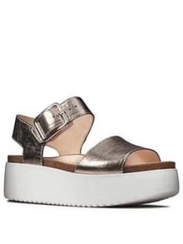 Clarks Botanic Strap Leather Wedge Sandal - Stone, Size 8, Women
